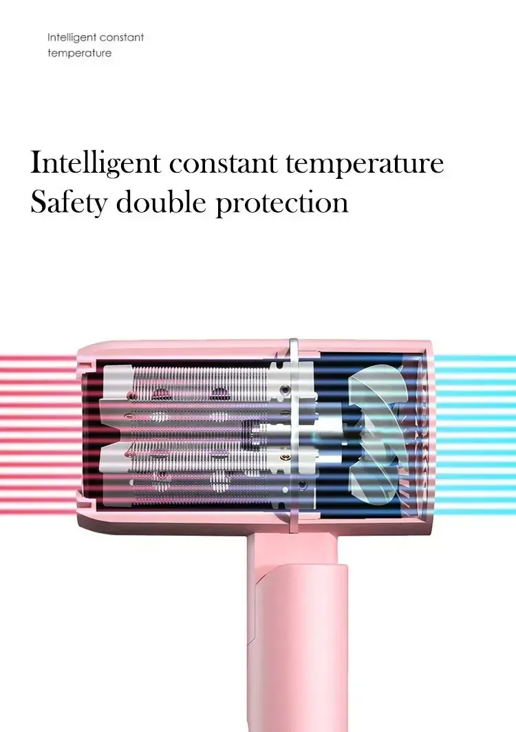 Mini asciugacapelli pieghevole da 800 W, asciugacapelli per la cura dei capelli da viaggio, per la casa, il dormitorio, asciugacapelli da 110 V-240 V_voghion.com
