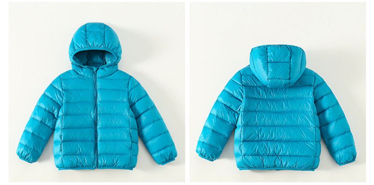 Chaqueta de plumón ultraligera para niños y niñas: abrigo de invierno cálido con 95 % de plumón de pato blanco, capucha y nailon suave. Tallas: 100-170 cm._voghion.com