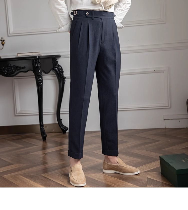 Roupas masculinas, novas calças retrô versáteis e modernas para deslocamento_voghion.com