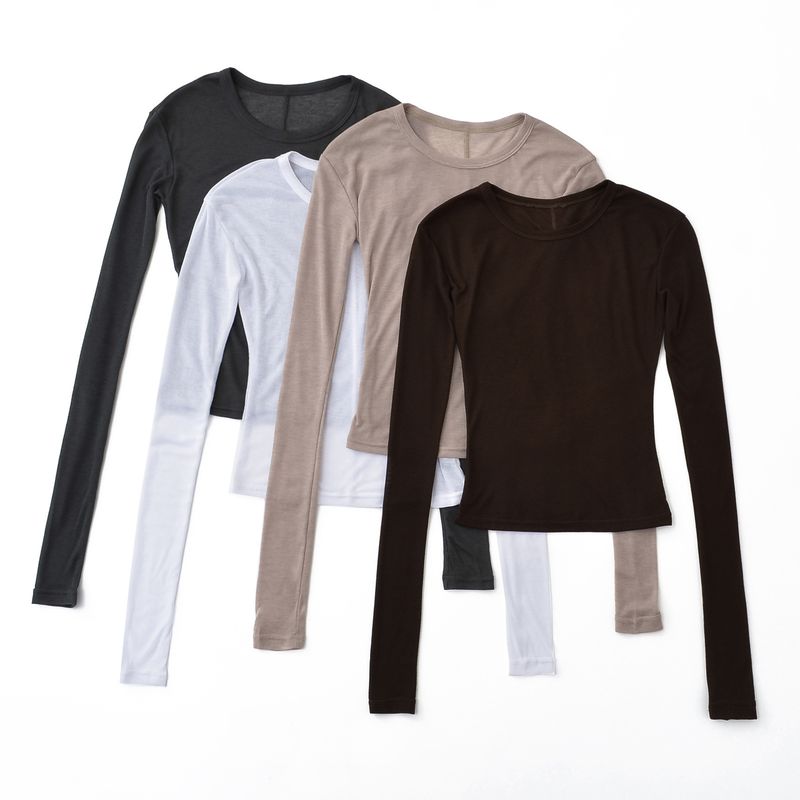 Light Thin Long Sleeved T-shirt For Women In Autumn 2025, Pure Seductive, With A Spicy Girl Temperament. Round Neck Slim_voghion.com