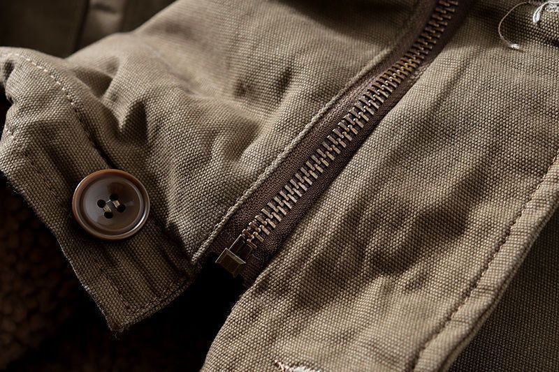 Herren-Baumwolljacke mit Fleecefutter, dick, 2025, neuer Stil, Kapuzenmantel, dicke Version, Herbst/Winter, Baumwollmantel mit Shearling-Futter, American Vintage_voghion.com