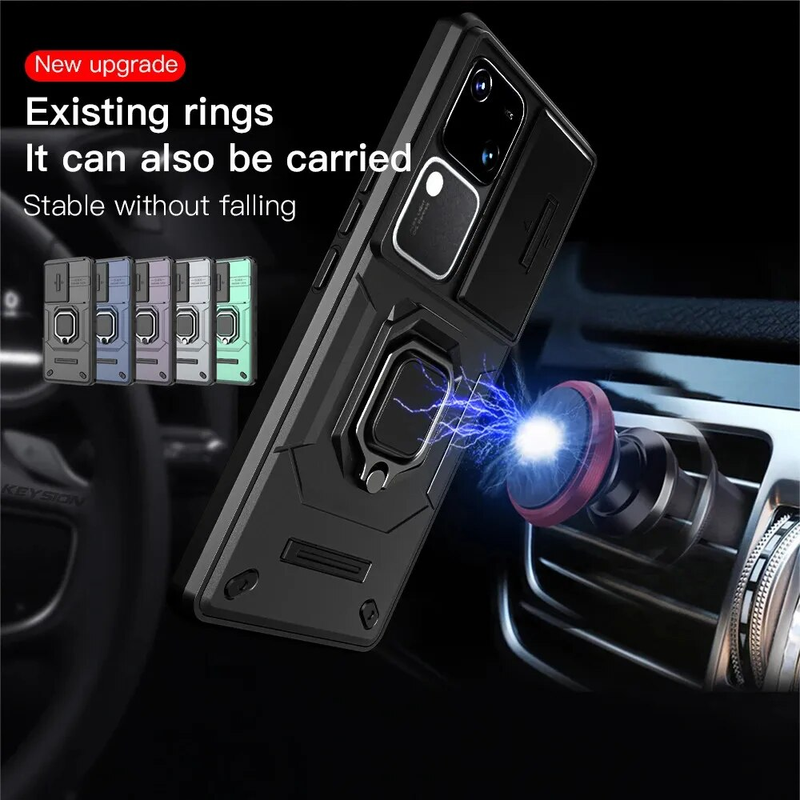 Slide Lens Camera Armor Case für Vivo V30 Pro 5G Schutzhülle mit Ring-Autohalter Shell Coque Fundas Capa_voghion.com