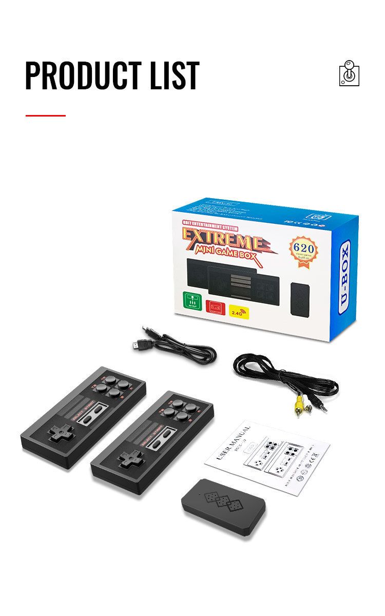 Mini HD 8-bit FC home connection TV game console NES nostalgic wireless dual player controller_voghion.com