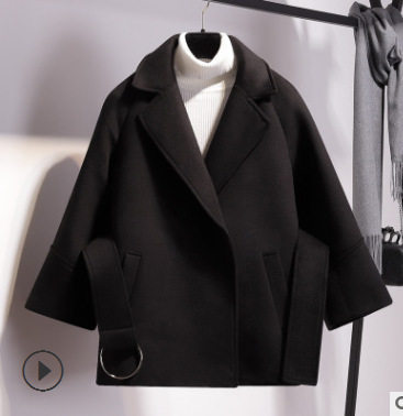 New Woolen Coat For Women's Autumn And Winter Woolen Coat Short Cape With Waistband_voghion.com