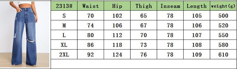 new jeans high waist ripped holes loose slimming wide leg pants_voghion.com