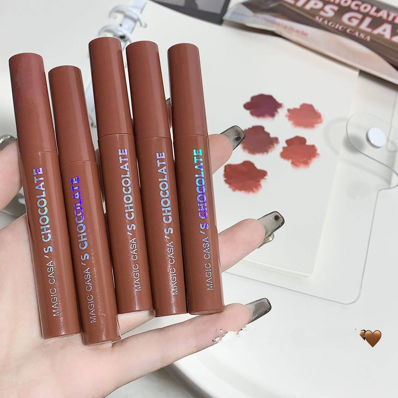 Schokolade Lip Glaze fünf Sätze Nebel matt Studentin Streicheleinheiten eins fünf_voghion.com