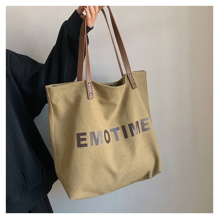 Casual canvas tas met grote capaciteit voor dames, nieuwe stijlvolle en veelzijdige handtas en schoudertas in Koreaanse stijl._voghion.com