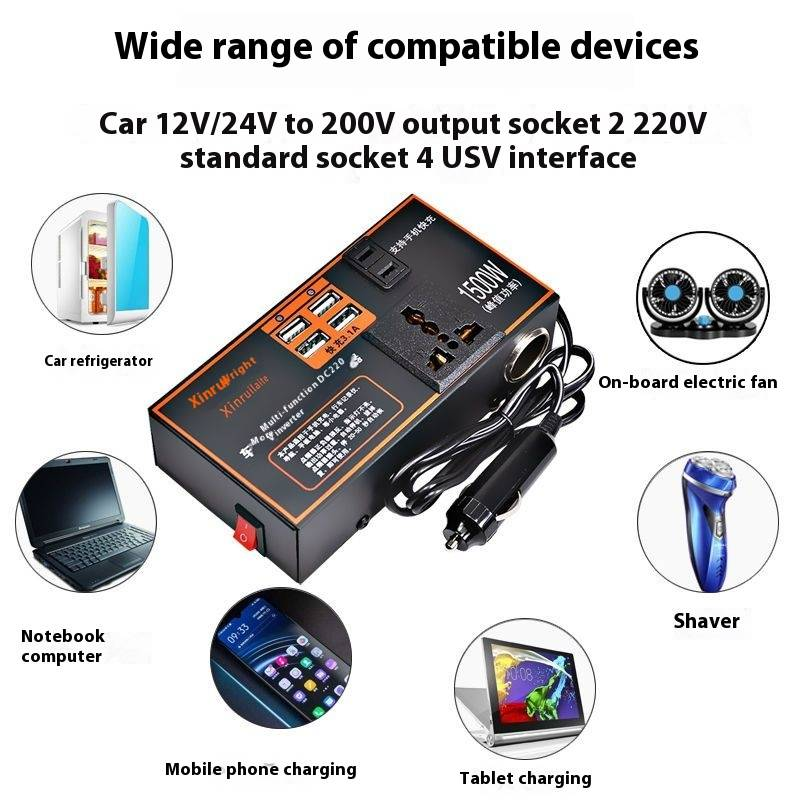 Inverter per auto, 12v24v universale, convertito in alimentazione domestica 220V, caricabatteria multifunzionale per auto_voghion.com