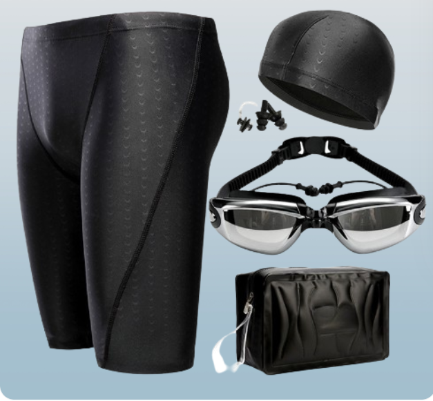 Herren-Badehose, schnelltrocknende Badehose, wasserdichte Badeanzüge, Schwimmausrüstung, Haifischhaut-Badekappe, Schwimmbrillen-Set_voghion.com