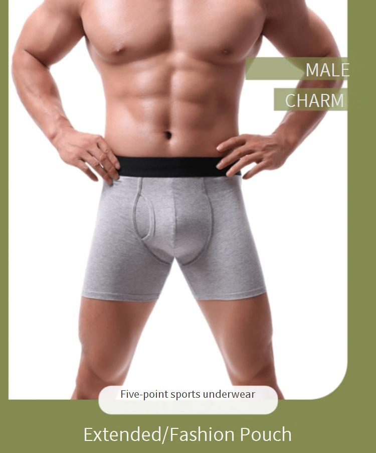 Intimo da uomo in puro cotone, boxer sportivi con apertura laterale, pantaloncini da uomo traspiranti convessi a U_voghion.com
