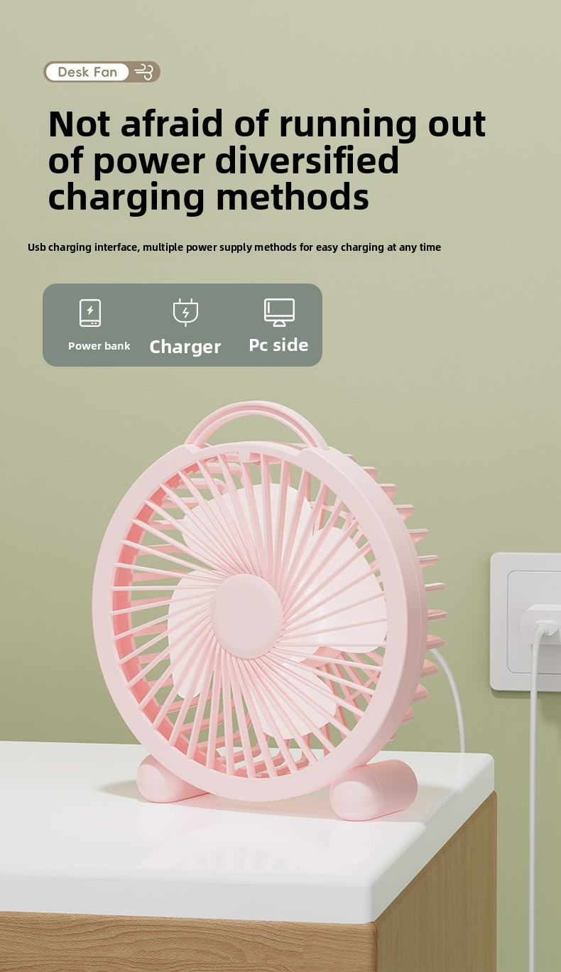 Sevimli Mini USB Masa Vantilatörü - Ofis ve Yurt İçin Güçlü Hava Akışlı Şarj Edilebilir Pil ile Ultra Sessiz Taşınabilir Kişisel Soğutma Vantilatörü_voghion.com