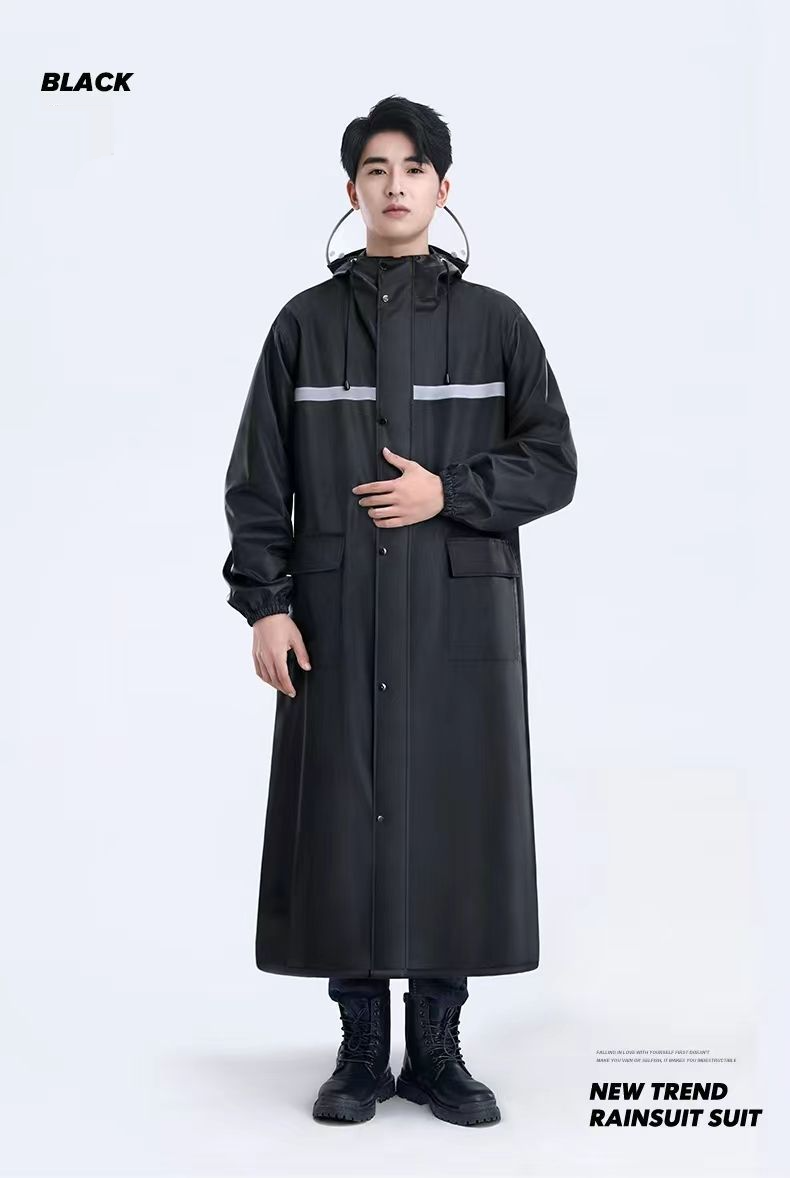 Heavy-Duty Waterproof Rain Poncho For Hiking & Outdoor Work – Thick PVC-Coated Oxford Fabric, Full-Length Coverage, Adjustable Hood_voghion.com