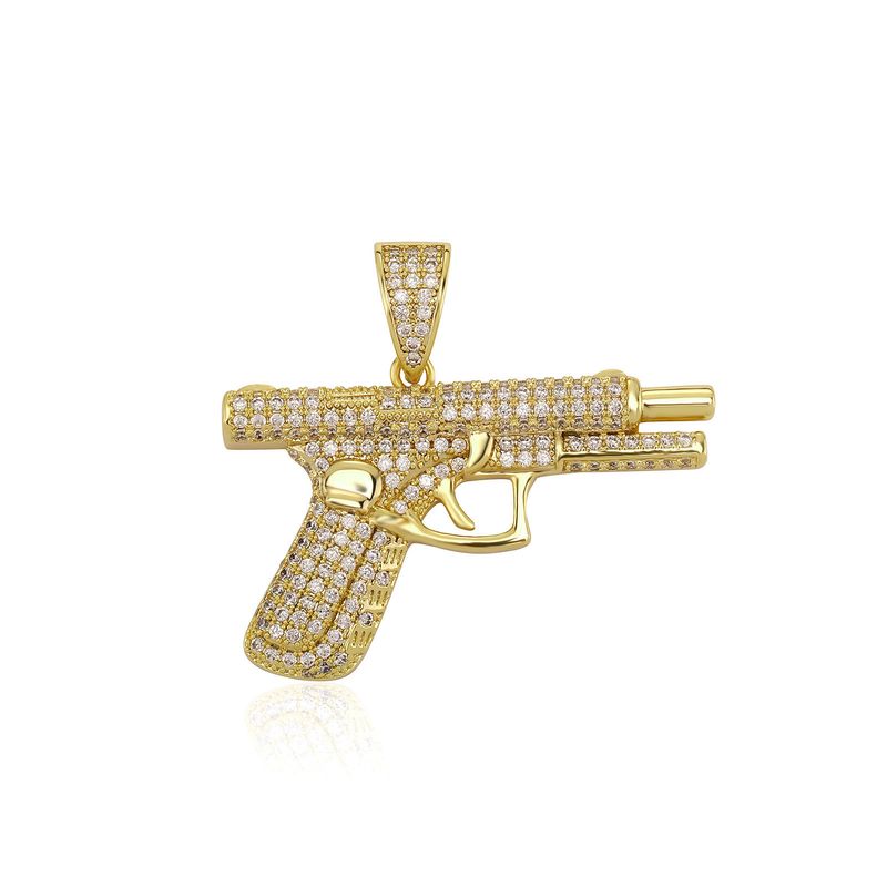 Collana con ciondolo a forma di pistola hip hop da uomo con zirconi cubici, pezzo alla moda per uomo, idea regalo unica, regalo di gioielli alla moda da uomo con mitragliatrice_voghion.com
