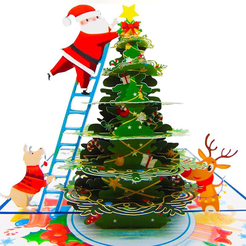 Christmas 3D Pop-Up Tree Greeting Card - Handcrafted Holiday Decor For Festive Cheer Perfect Gift For Family & Friends_voghion.com