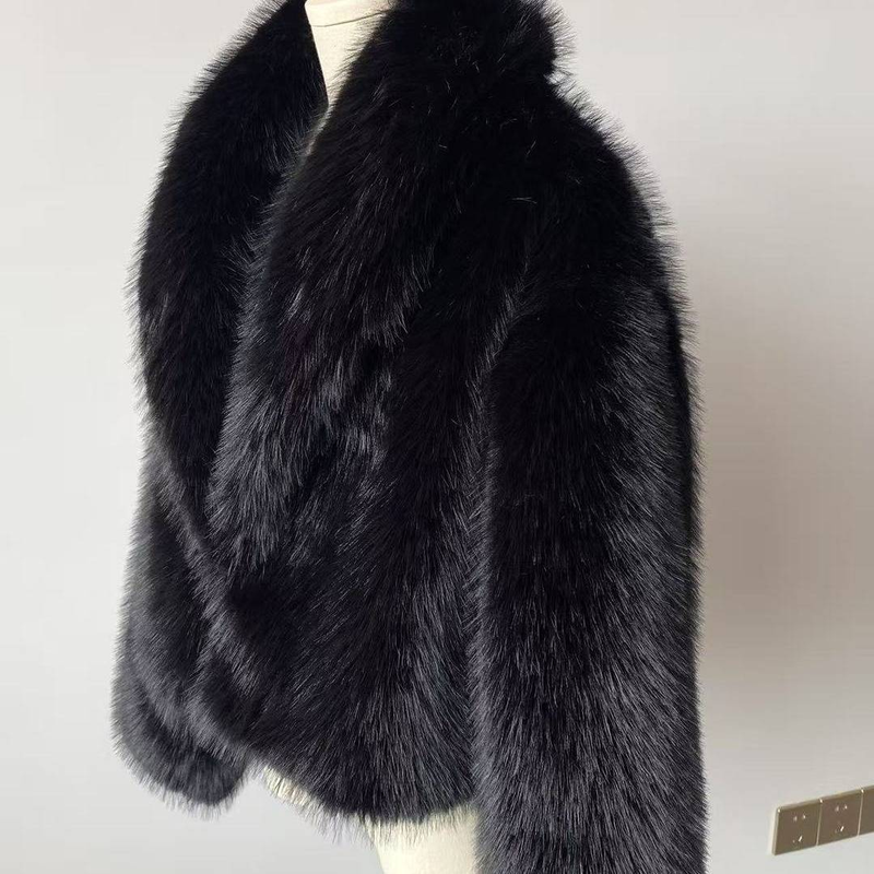Kunstpelzjacke Damenmode Eleganter Kunstfuchspelzmantel Kurz Geschnitten Lässige Streetwear Mit Taschen (Mehrere Farben)_voghion.com