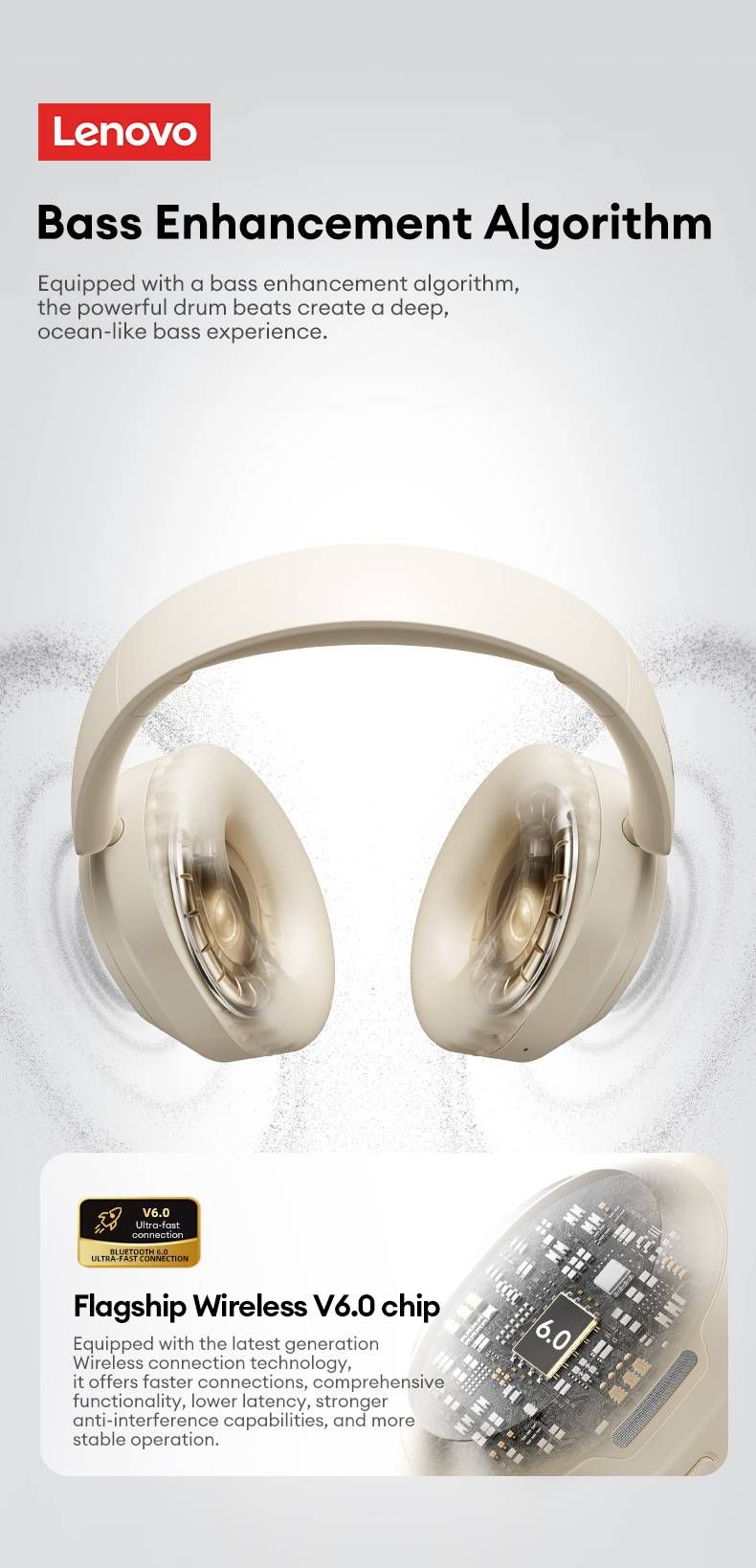 Original Lenovo LE601 Bluetooth 6.0 Headphones HD Call Wireless Low Latency Gaming Headsets Retro Style HiFi Sound Earphones Long Endurance_voghion.com