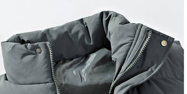 Unisex-Weste mit Stehkragen – Leichte, ärmellose Winter-Pufferjacke mit Reißverschluss und Kordelzug (M-4XL, Schwarz/Grau/Creme)_voghion.com