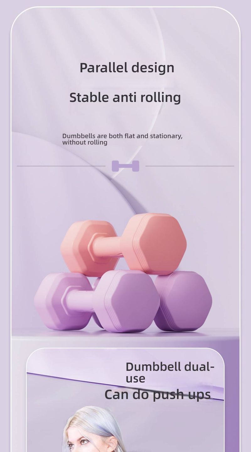 Set di manubri in PVC con impugnatura morbida per donne e adolescenti - 4 colori, regolabili da 1 a 4 kg, allenamento a casa per braccia e addominali (lilla/rosa/blu/verde)_voghion.com
