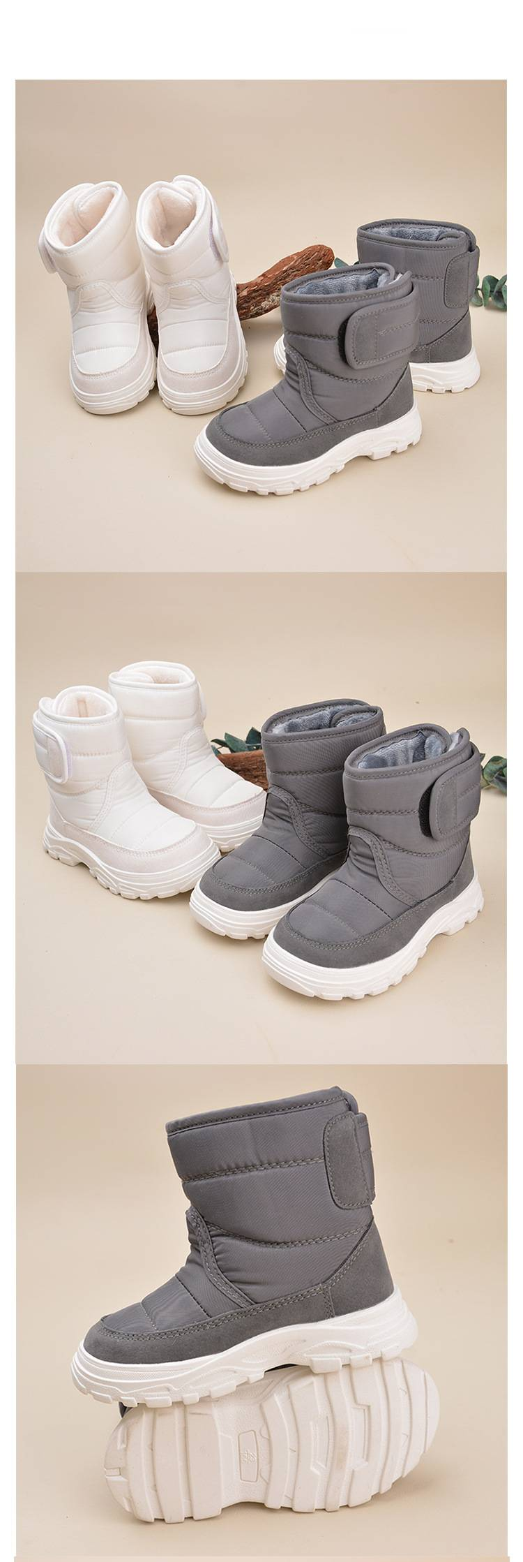 Mother & Kids Snow Boots With Fleece Lining, Anti-Slip Rubber Sole, Water-Resistant Upper, Hook & Loop Closure - Unisex Toddler & Children Boots_voghion.com