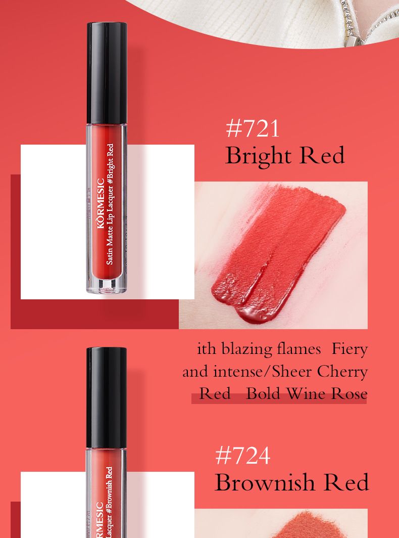 KORMESIC Satin Matte Lip Glaze 2.2g Matte Lip Color_voghion.com
