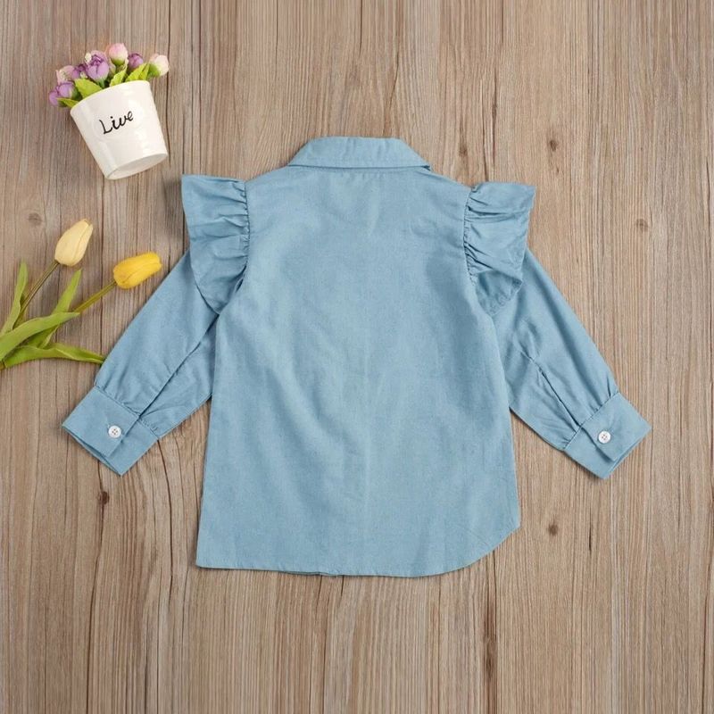 Abbigliamento per bambini Nuova giacca in denim con bottoni Camicia in denim a maniche lunghe_voghion.com