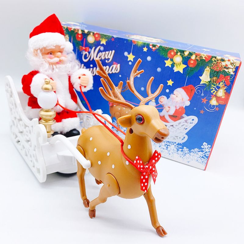 Jouet électrique de Noël pour grimper, Père Noël, avec échelle, parachute, traîneau à rennes et cheminée – Décoration festive pour enfants et familles_voghion.com