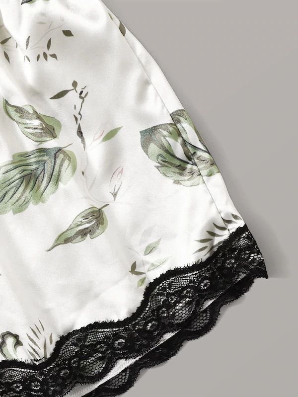 Fat Girl Hot Sale Neue Plus Size Spitze bedruckte sexy Pyjamas Zweiteiliges Set_voghion.com