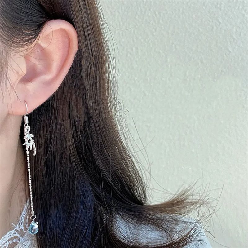 Nuovo nappa cinese a goccia d'acqua in bambù lunga versatile, design di nicchia, orecchini in stile fresco e antico, orecchini super immortali_voghion.com