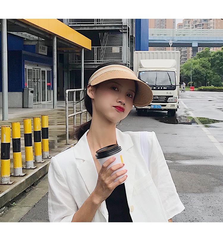 2023 neue Sommer Frau Sonnenhüte Weibliche Outdoor Visier Hand Made Stroh Kappe Casual Leere Top Hut Angeln Urlaub Strand_voghion.com