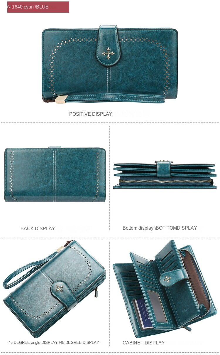 Baellerry Portafoglio da donna Retro Fashion Zipper Portamonete Pochette multi-card creativa semplice e lunga_voghion.com