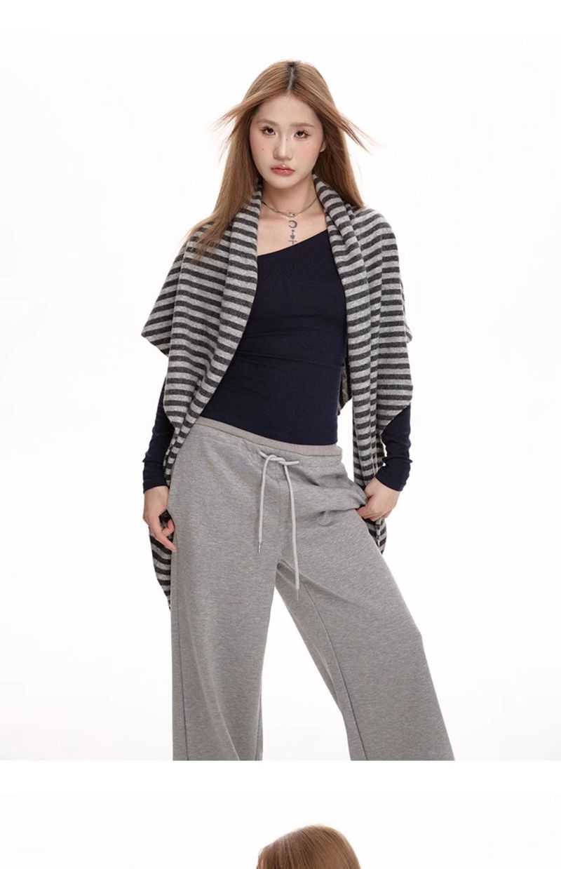 Striped Sweater Shawl Women, Zoom Autumn New, Warm Triangle Hundred With High-end, Outside The Knitted Scarf Suitable For Ladies_voghion.com