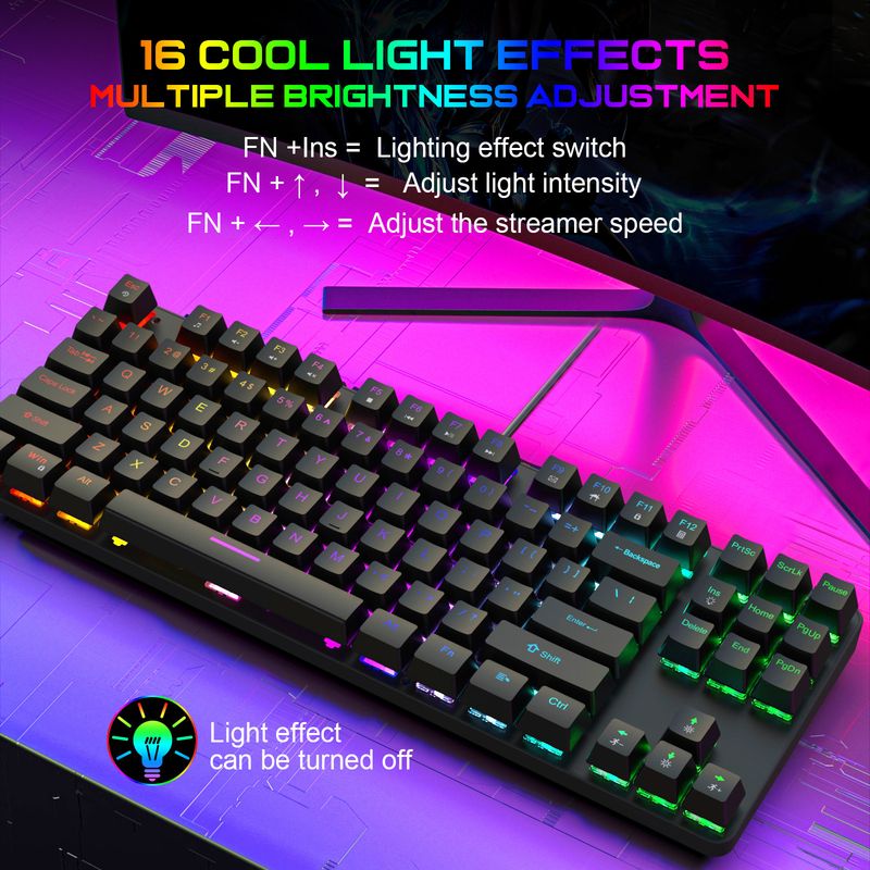 2025 Game Designer Mechanical Keyboard K87 Green Axis Red Axis Tea Axis Black Axis Original Keycap Gaming Keyboard RGB Lighting Effect_voghion.com