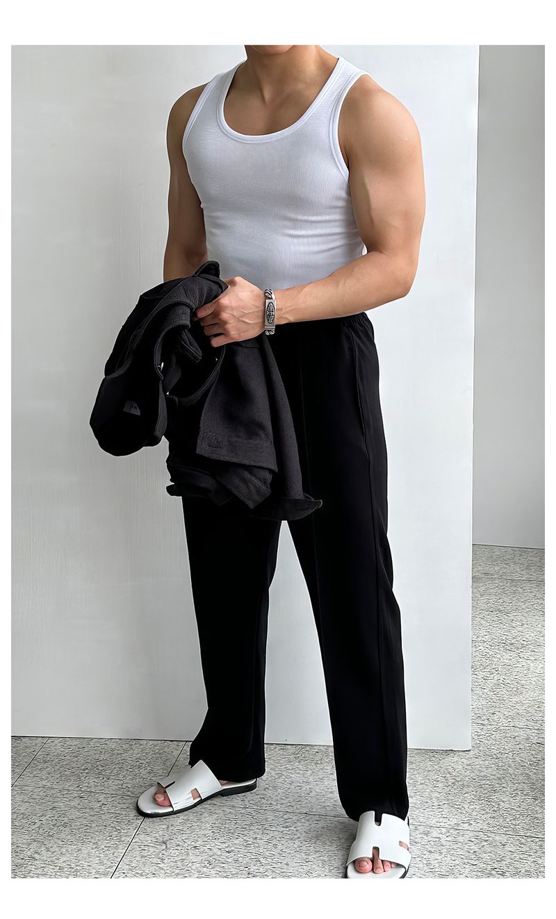 Herrenbekleidung Trainingssporthose Muskelmänner Lose Gerade Hose Helles Liniendesign Lässige Jogginghose Trend_voghion.com