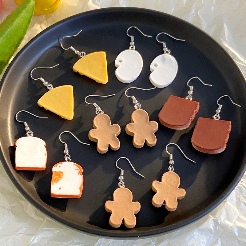 1 Set 1 Pair Cute Saturday Donuts Poached Egg Stoving Varnish Plastic Resin Drop Earrings_voghion.com