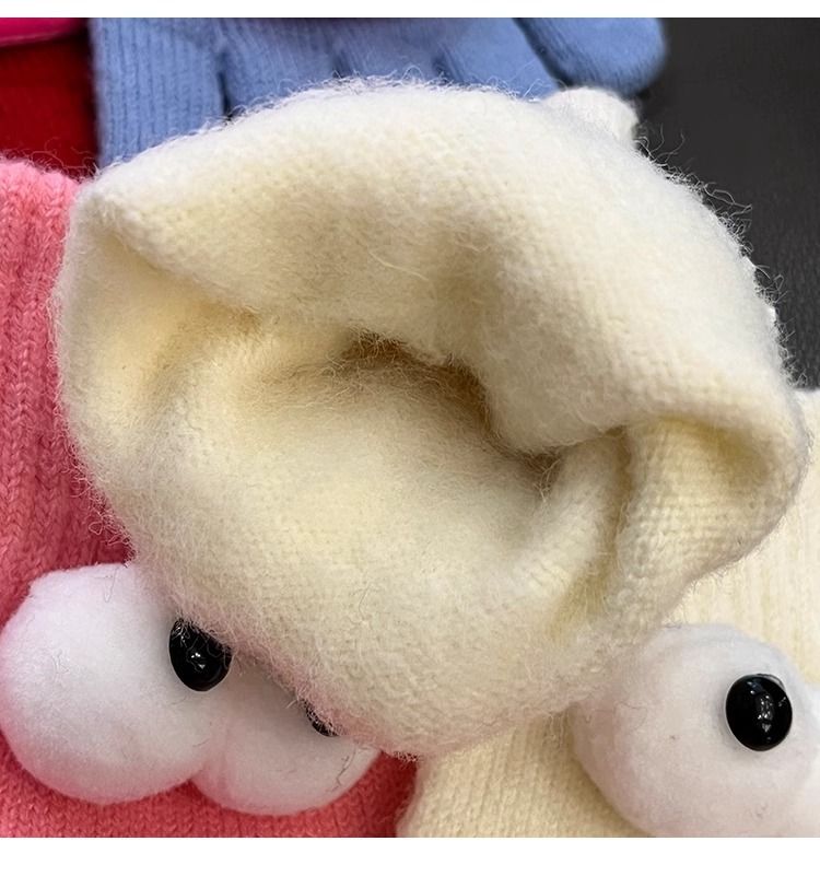 Women's 2025 New Cute Funny Ugly Warm Wool Lined Knitted Gloves For Cycling, Winter Cold Protection_voghion.com
