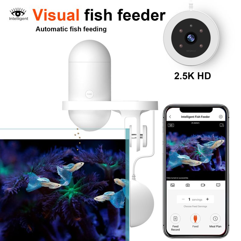 2.5K Smart Wifi Remote Monitoring Visual Fish Tank Timer Feeder Fish Feeding Camera_voghion.com