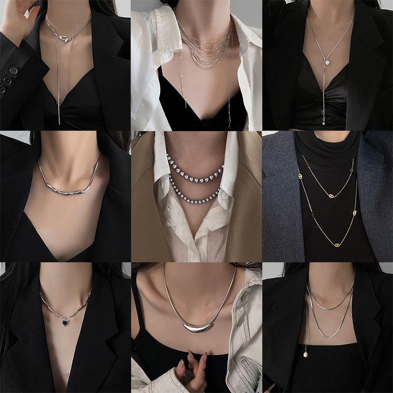 Collana di perle con nappa e spilla a forma di cuore, stile coreano, minimalista, da pendolare, con clavicola, catena per maglione, gioielli di alta qualità_voghion.com