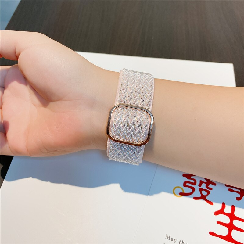 Bohemian Nylon Strap for Apple Watch ultra Series 8/7 49mm 41mm 45mm 38/42 Elastic Shiny Bracelet iWatch 6 5 4 3 Se Band 40/44mm_voghion.com