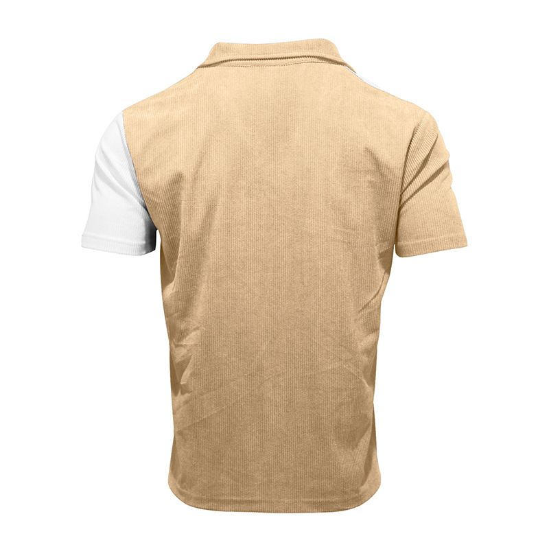 2024 Sommer Neue Herren Farbblock Ärmel Atmungsaktiv Freizeit Strand Hemd Kurze Taste Strickjacke_voghion.com