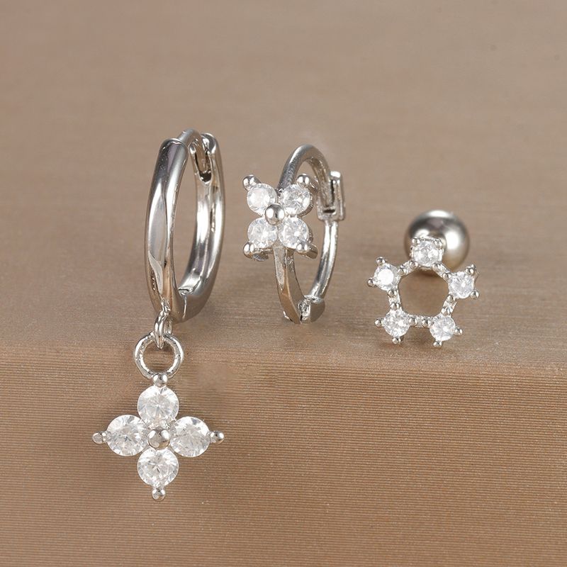 Gioielli e accessori orecchini geometrici alla moda, set di orecchini floreali con micro zirconi intarsiati, orecchini da donna leggeri e di lusso personalizzati in tre pezzi_voghion.com
