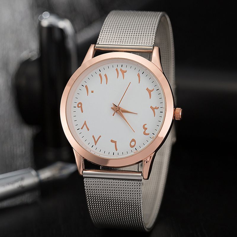 Simple Mesh Strap Watch Fashion Atmosphere Watch Personality Dial Gold Case_voghion.com