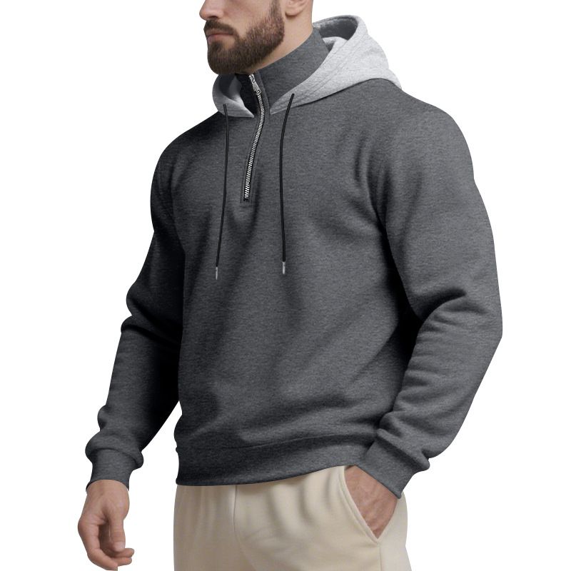Maglione invernale pesante da uomo con cappuccio, collo alto, casual, sportivo, a maniche lunghe, stile transfrontaliero_voghion.com