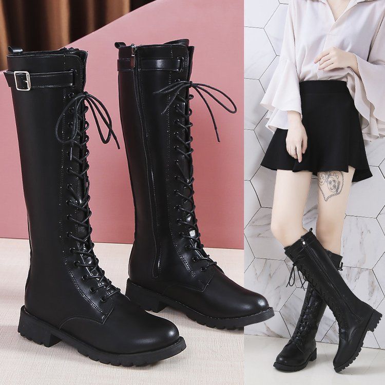 Women's 2021 New Autumn Winter Slimming High Tube Thick Sole Long White Over-the-Knee Petite Riding Boots Shoes_voghion.com