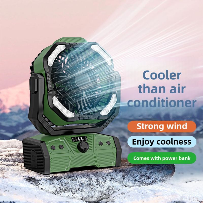 Ventilador externo USB portátil com regulagem de velocidade contínua e carregamento de vento, ventilador de acampamento, iluminação para barraca de pesca_voghion.com