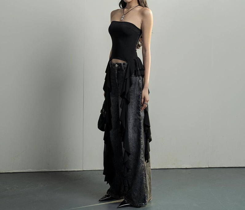 Women's sexy Spice ruffled shoulder wrap ur top_voghion.com