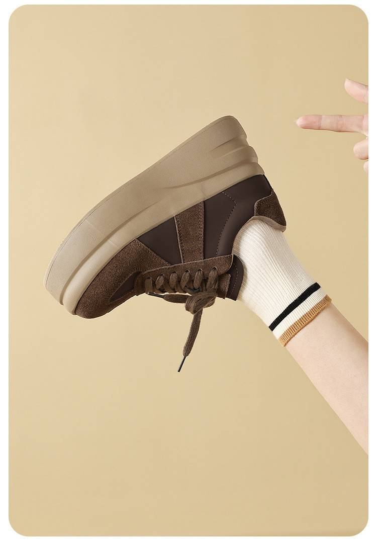 cameido【Aumento istantaneo dell'altezza】Scarpe casual da donna con suola spessa per figure minute nell'autunno 2024, mocassini con plateau in nabuk retrò_voghion.com