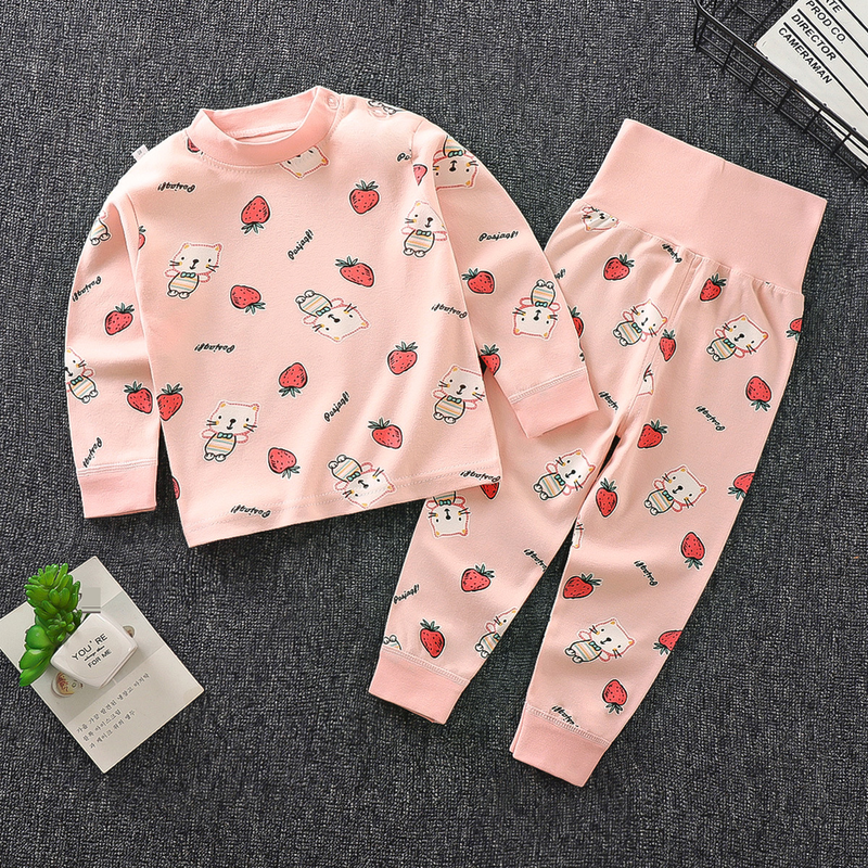 Mother & Kids Trousers Suit Pure Cotton Baby Clothes Long Sleeved Underwear High Waist Clothing_voghion.com