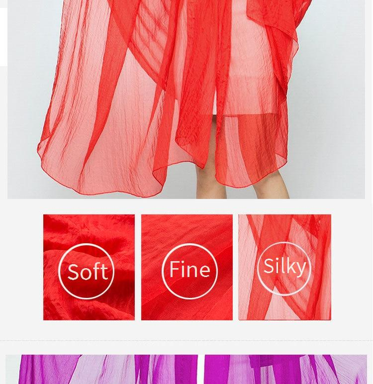 Sciarpa estiva oversize - Scialle da spiaggia in chiffon color puro con texture stropicciata, leggero ed elegante per le donne_voghion.com