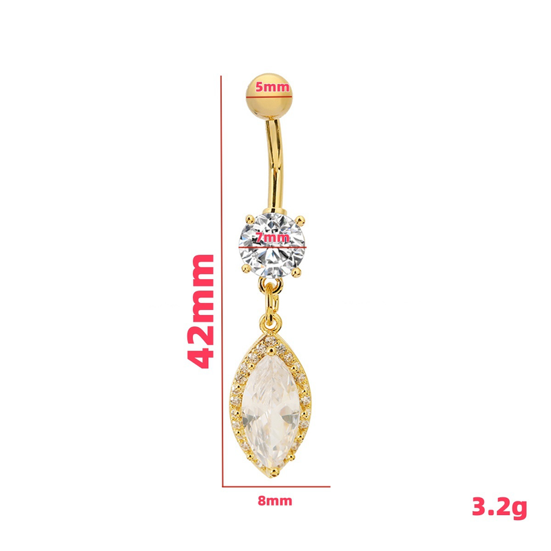 Piercing per ombelico con ciondolo di diamanti - Gioielli per il corpo in acciaio inossidabile con micro zirconi intarsiati_voghion.com