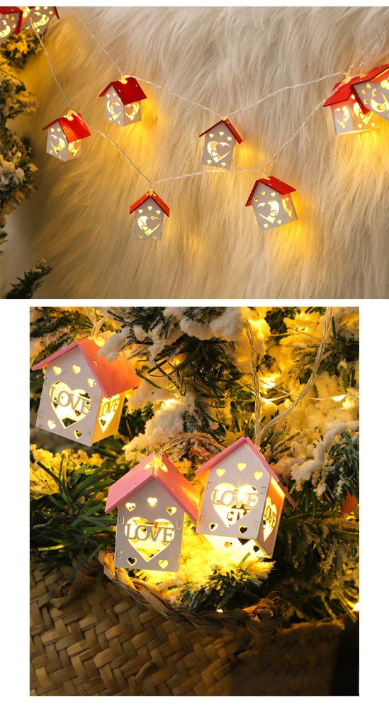 Luci a LED a forma di casa di Natale in legno con decorazioni a forma di cuore e stella – Alimentate a batteria/USB per un'atmosfera festosa_voghion.com